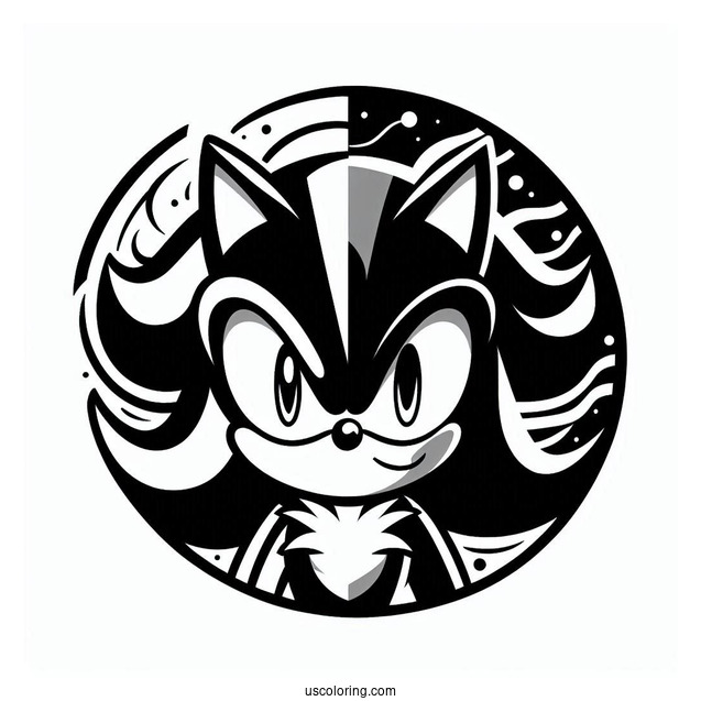 Creative Half Sonic Half Shadow Coloring Page