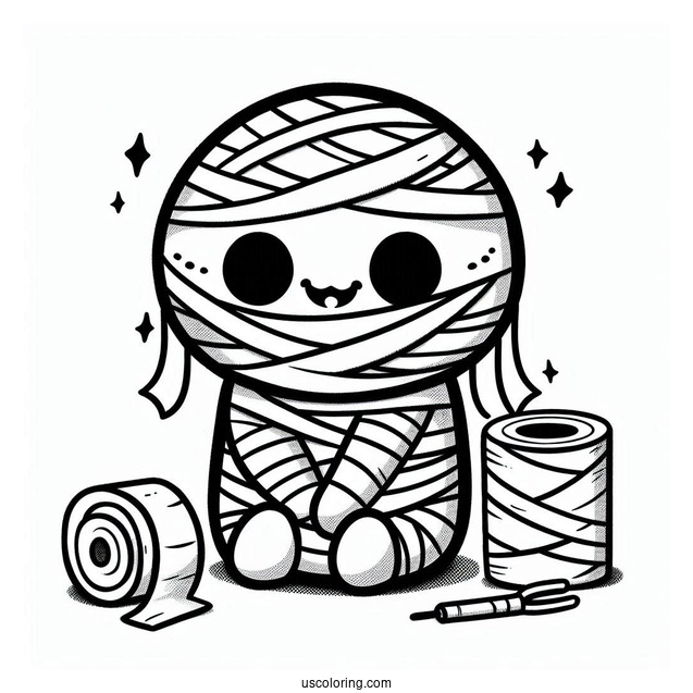 Easy Cartoon Mummy Coloring Page