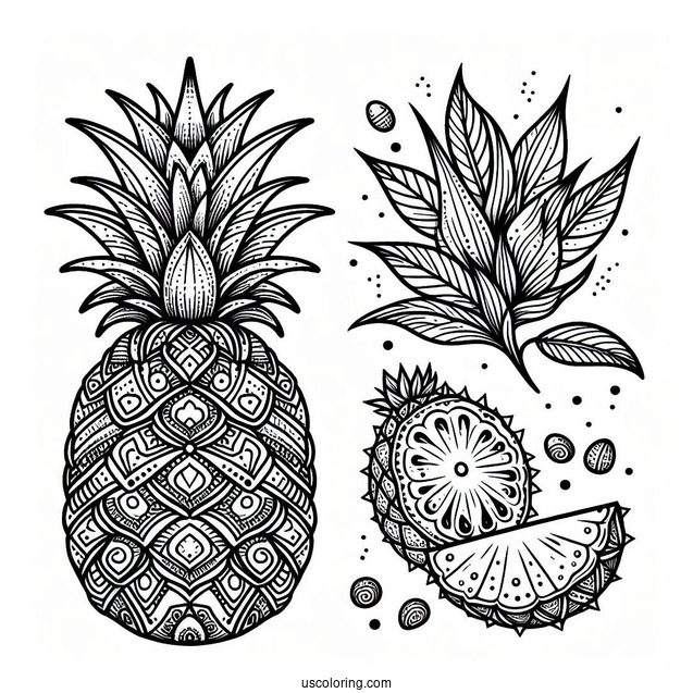Pineapple Coloring Page For Adults