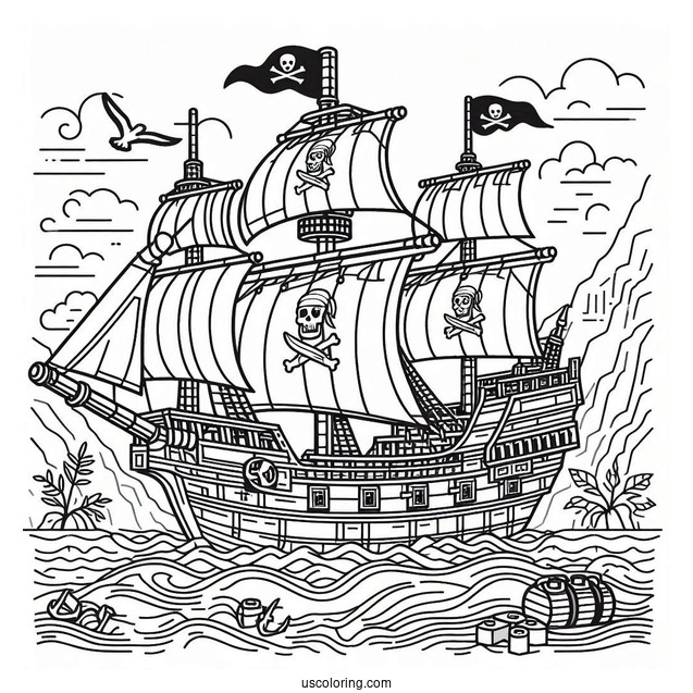 Lego Pirate Ship Coloring Page For Kids