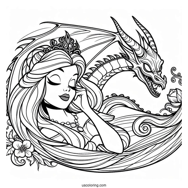 Sleeping Beauty Dragon Maleficent Coloring Page