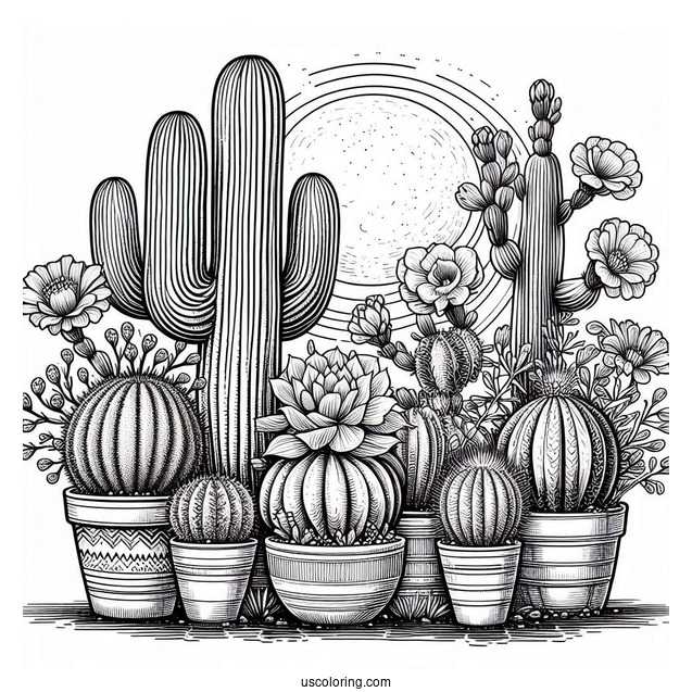 Saguaro And Golden Barrel Cactus
