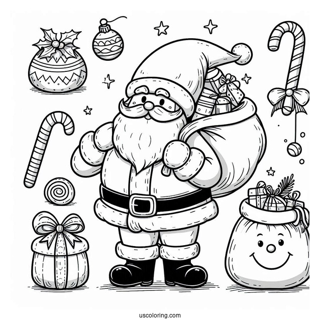 Santa_s Sack Of Toys To Color