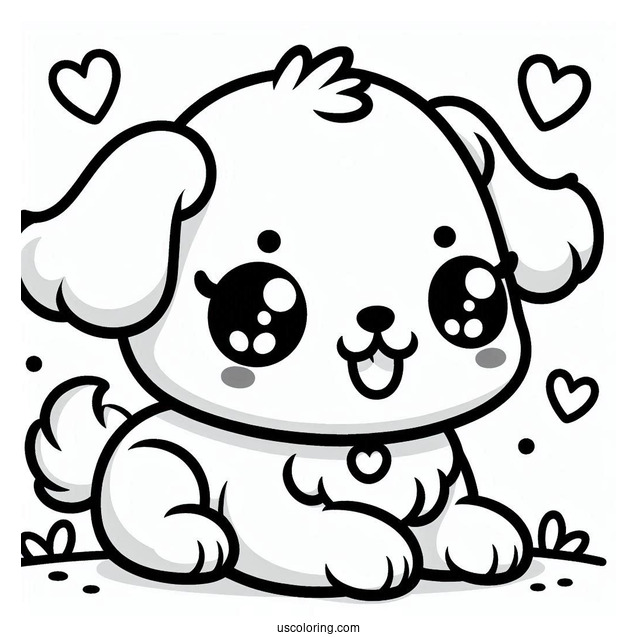 Kawaii Puppy Coloring Page For Kids