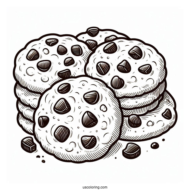 Chocolate Chip Cookies Coloring Sheet