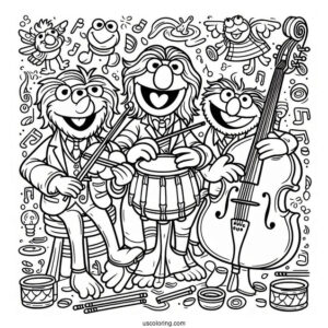 Muppets Coloring Page Of Playing Musical Instruments