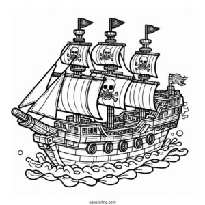 Coloring Sheet Of a Lego Pirate Ship