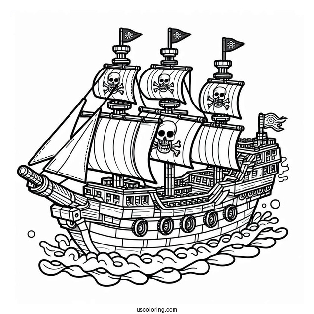 Coloring Sheet Of a Lego Pirate Ship
