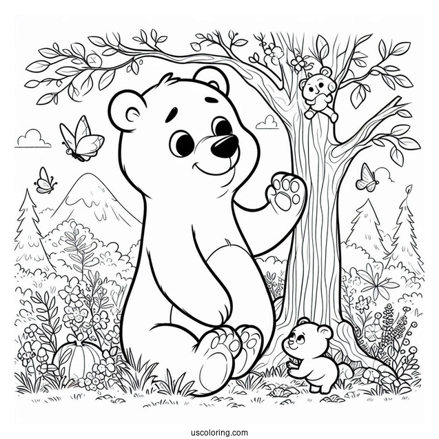 Bear Coloring Page Of Yogi With Boo Boo In The Forest