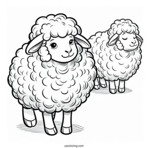 Big Fluffy Sheep Coloring Sheet