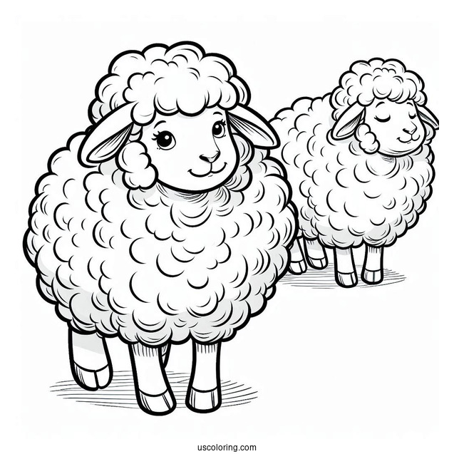 Big Fluffy Sheep Coloring Sheet