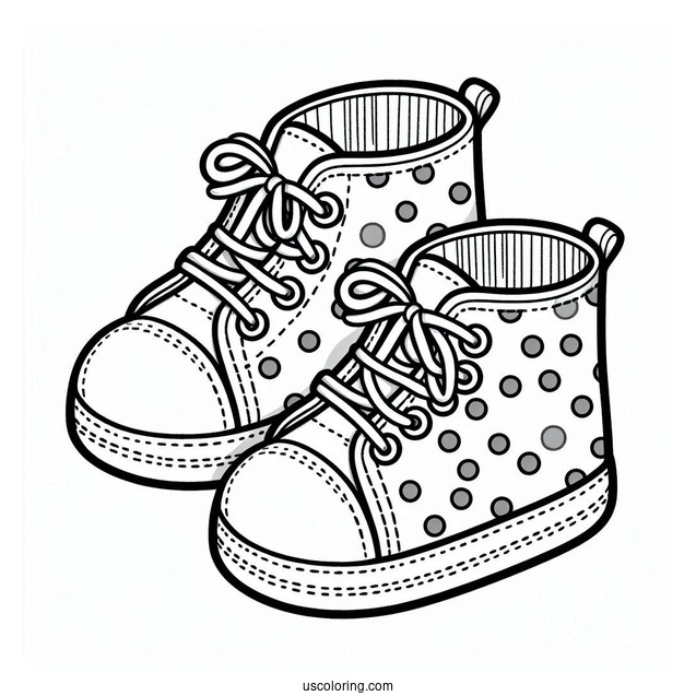 Polka Dots Toddler Shoes Coloring Page