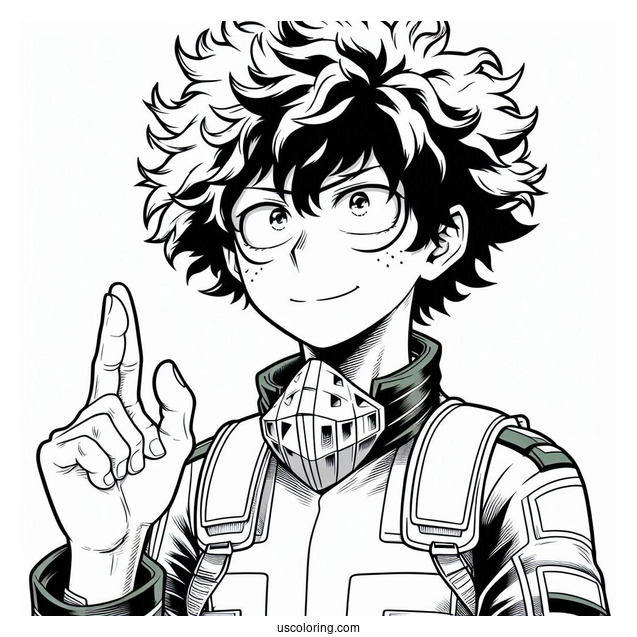 My Hero Academia Coloring Page Of Detaled Izuku Midoriya