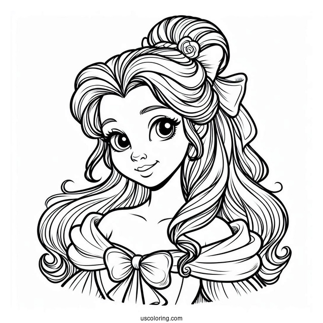 Easy Coloring Sheet Of Princess Belle