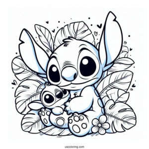 Stitch Cuddling Scrump Doll Coloring Page