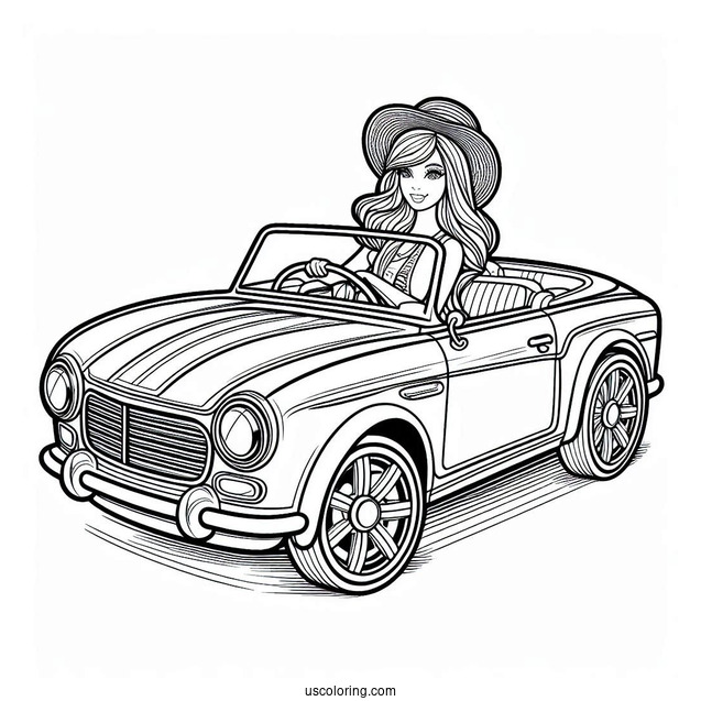 Barbie Car Coloring Sheet
