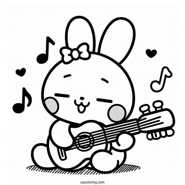Pochacco Coloring Page Playing The Guitar For My Melody