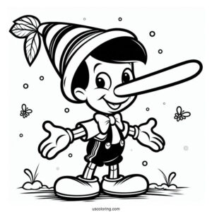 Pinocchio Coloring Page With Super Long Nose For Lying