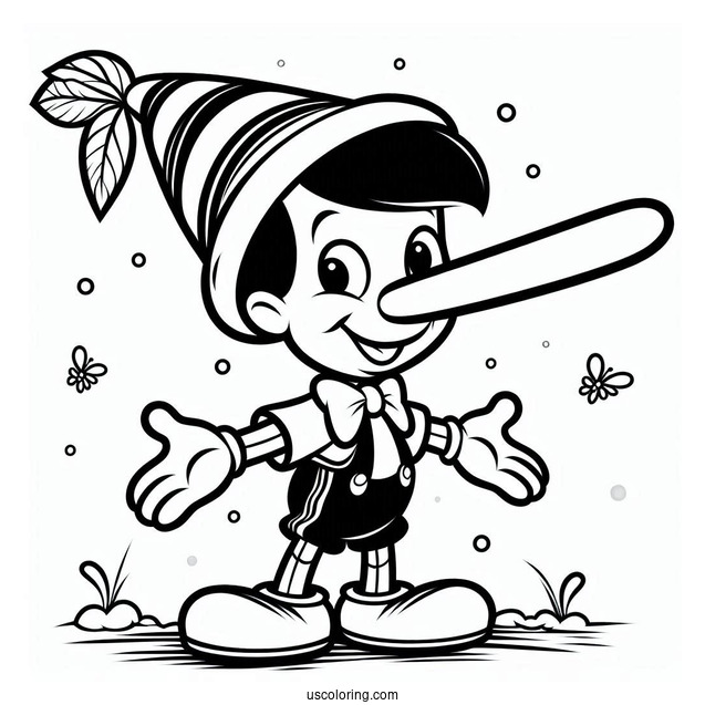 Pinocchio Coloring Page With Super Long Nose For Lying