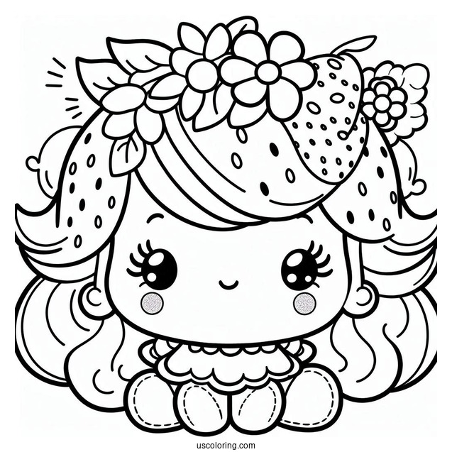 Cute Strawberry Shortcake Coloring Page For Preschoolers
