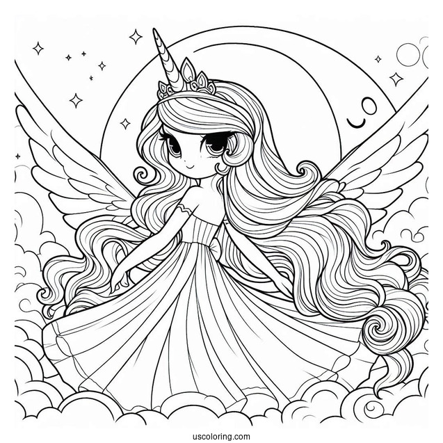 Princess Luna Coloring Page Walking In The Clouds