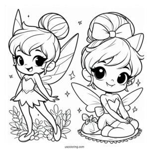 Kawaii Tinker Bell Coloring Sheet For Preschoolers
