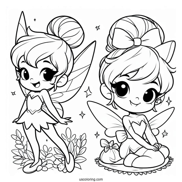 Kawaii Tinker Bell Coloring Sheet For Preschoolers