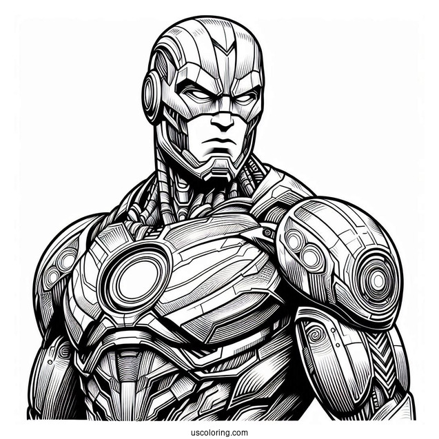 Justice League Coloring Page Of Detailed Cyborg Victor Stone