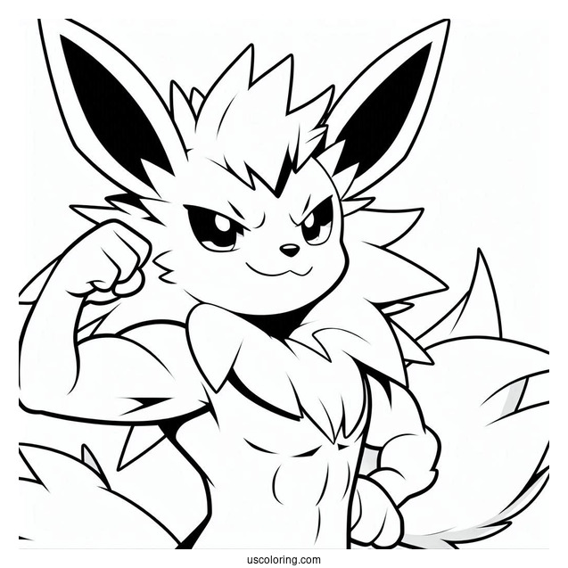 Smirking Jolteon Coloring Page In Fighting Stance