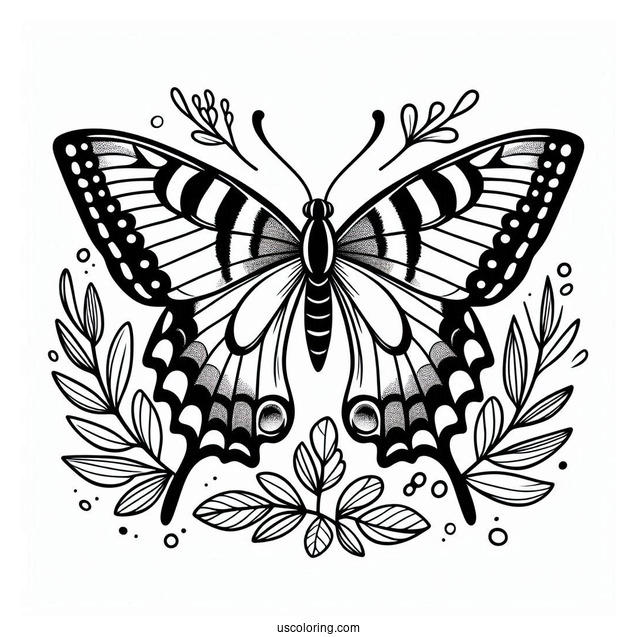 Simple Coloring Sheet Of Swallowtail Butterfly