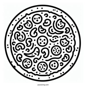 Easy Outline Of a Pizza To Color For Preschoolers