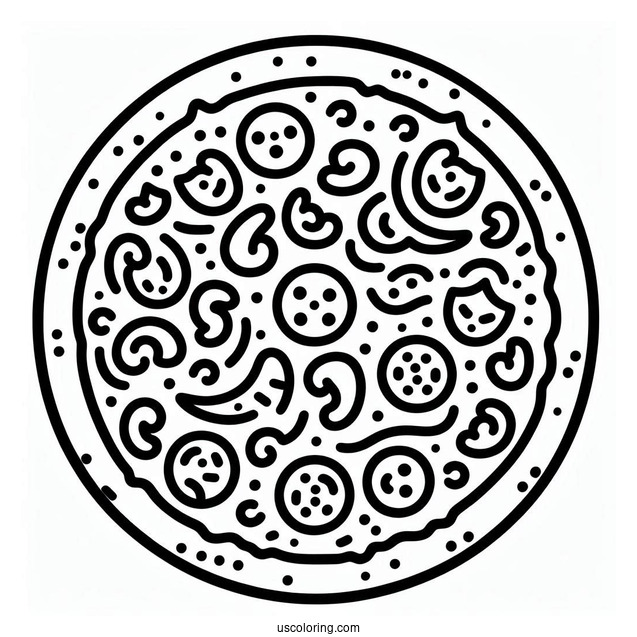 Easy Outline Of a Pizza To Color For Preschoolers