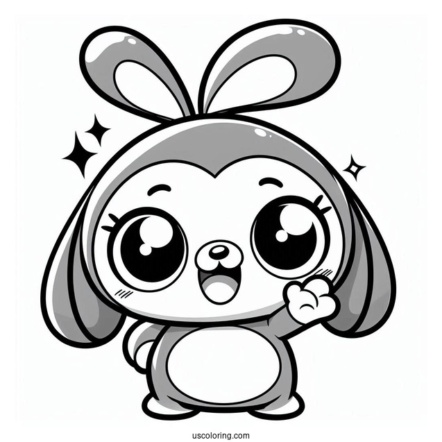 Pororo Coloring Page Of Poby Winking And Waving