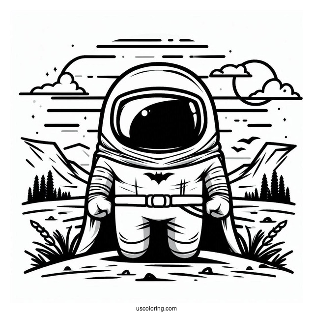 Among Us Batman Coloring Page For Kids