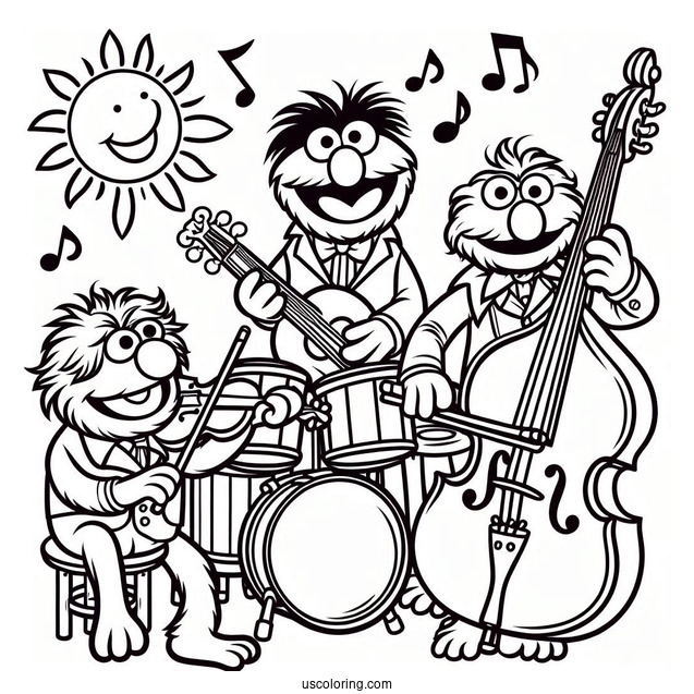 Muppets Coloring Page Of Playing Musical Instruments