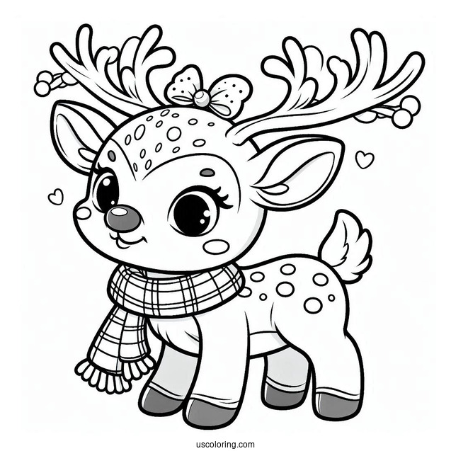 Rudolph Coloring Page With Huge Antlers And Spotted Body