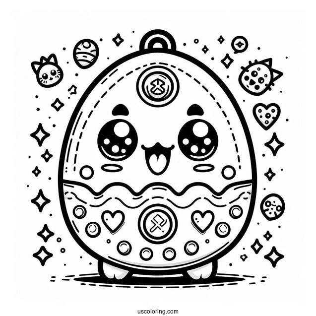 Easy Tamagotchi Coloring Pages Game For Kids