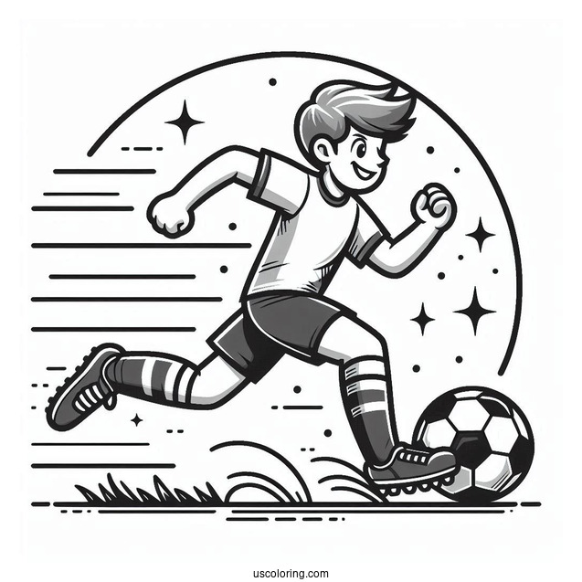 Soccer Coloring Page Running With Soccer Ball