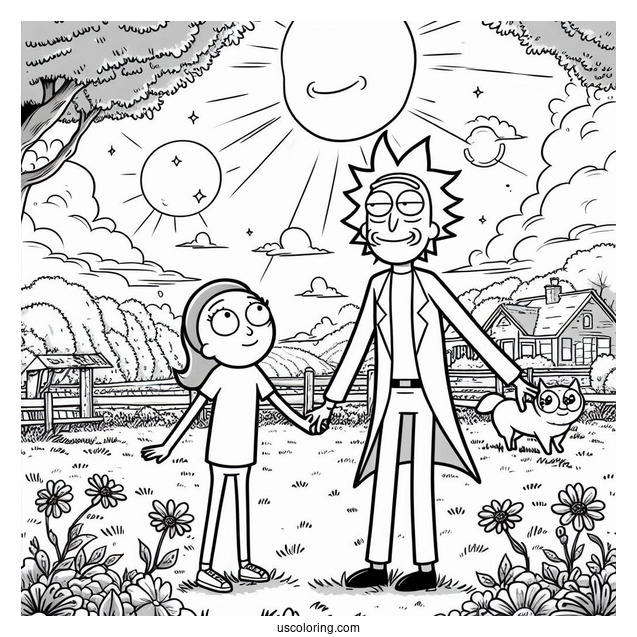 Rick and Morty Coloring Page Of Beth Smith in the Yard