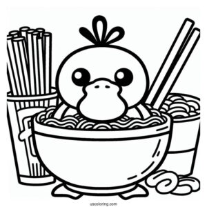 Psyduck Coloring Page In Cup Noodles
