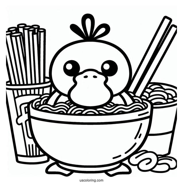 Psyduck Coloring Page In Cup Noodles