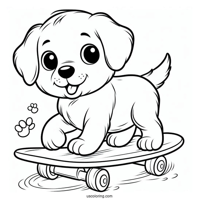 Simple Coloring Page Of Puppy Walking