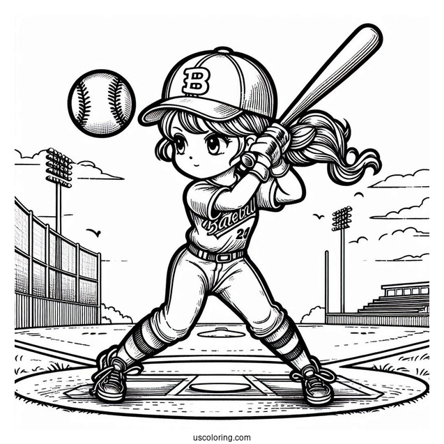 Baseball Batter Ready For a Pitch To Color