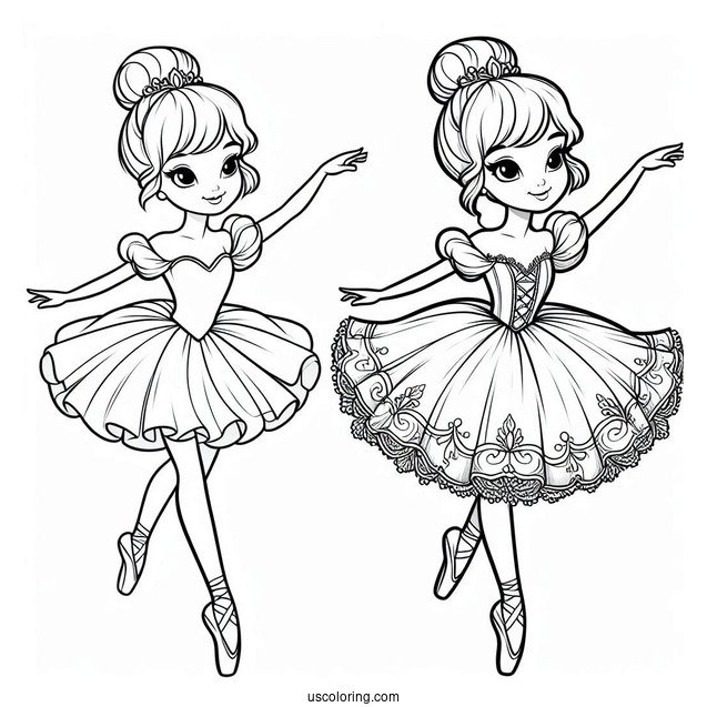 Coloring Page Of Cinderella As a Ballerina