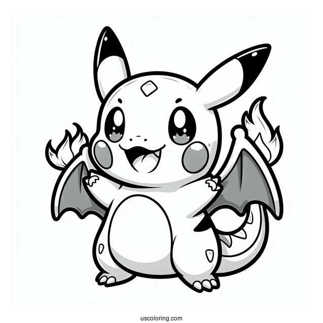 Kawaii Pikachu In Charizard Costume
