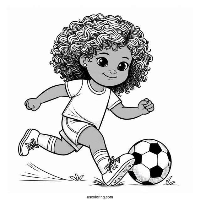 Young Child Playing Soccer On Field