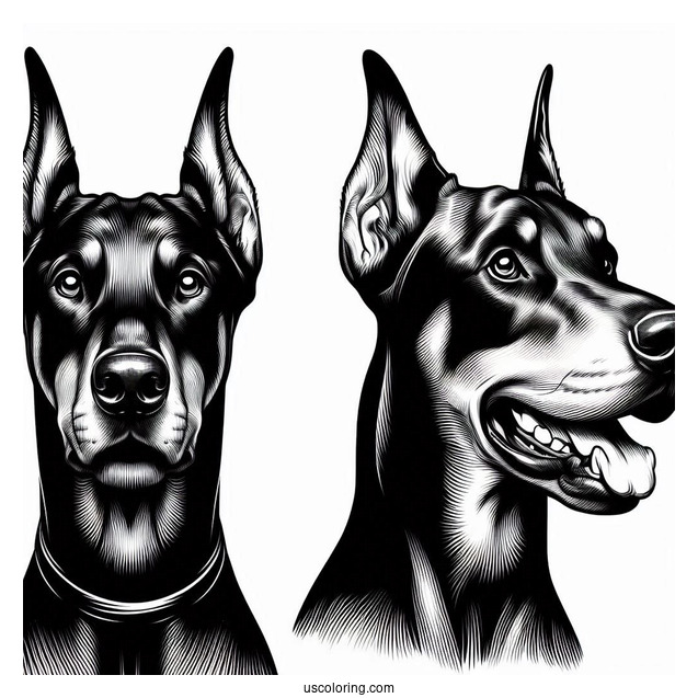 Close Up Of Alert Dobermann