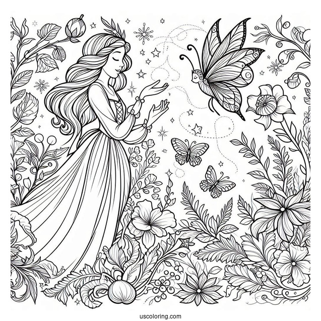 Coloring Page Of Flora, Fauna, and Merryweather