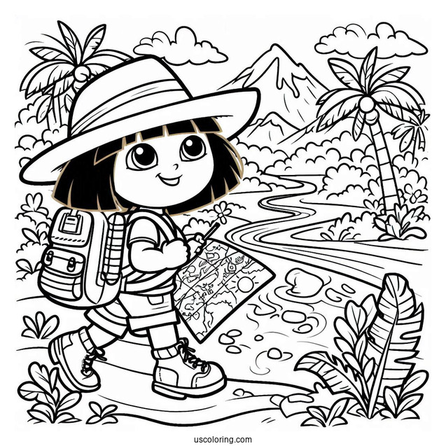 Dora Exploring With Her Backpack And Map
