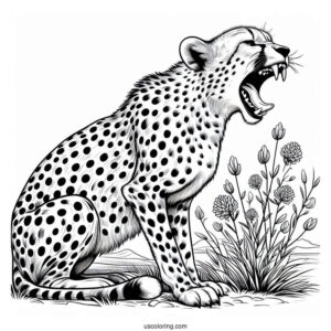 Large Cheetah Coloring Page Hissing